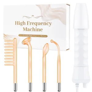 High Frequency Facial Wand - Uaike Orange Portable Handheld High Frequency Facial Machine - with 4 Pcs Orange Glass Tubes - at Home Skin Face Wand Device