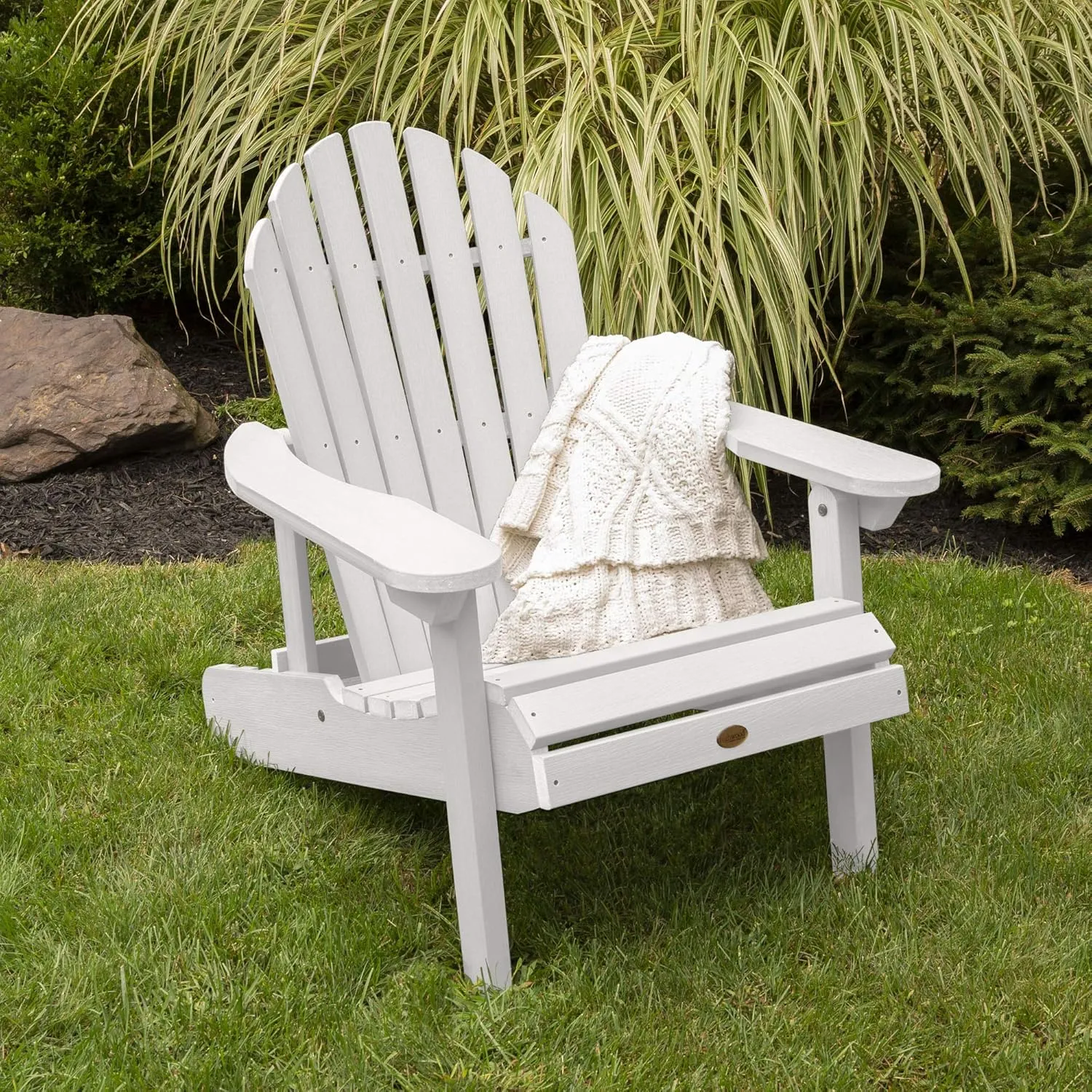 highwood Hamilton Made in the USA Folding and Reclining Adirondack Chair, Adult Size, White