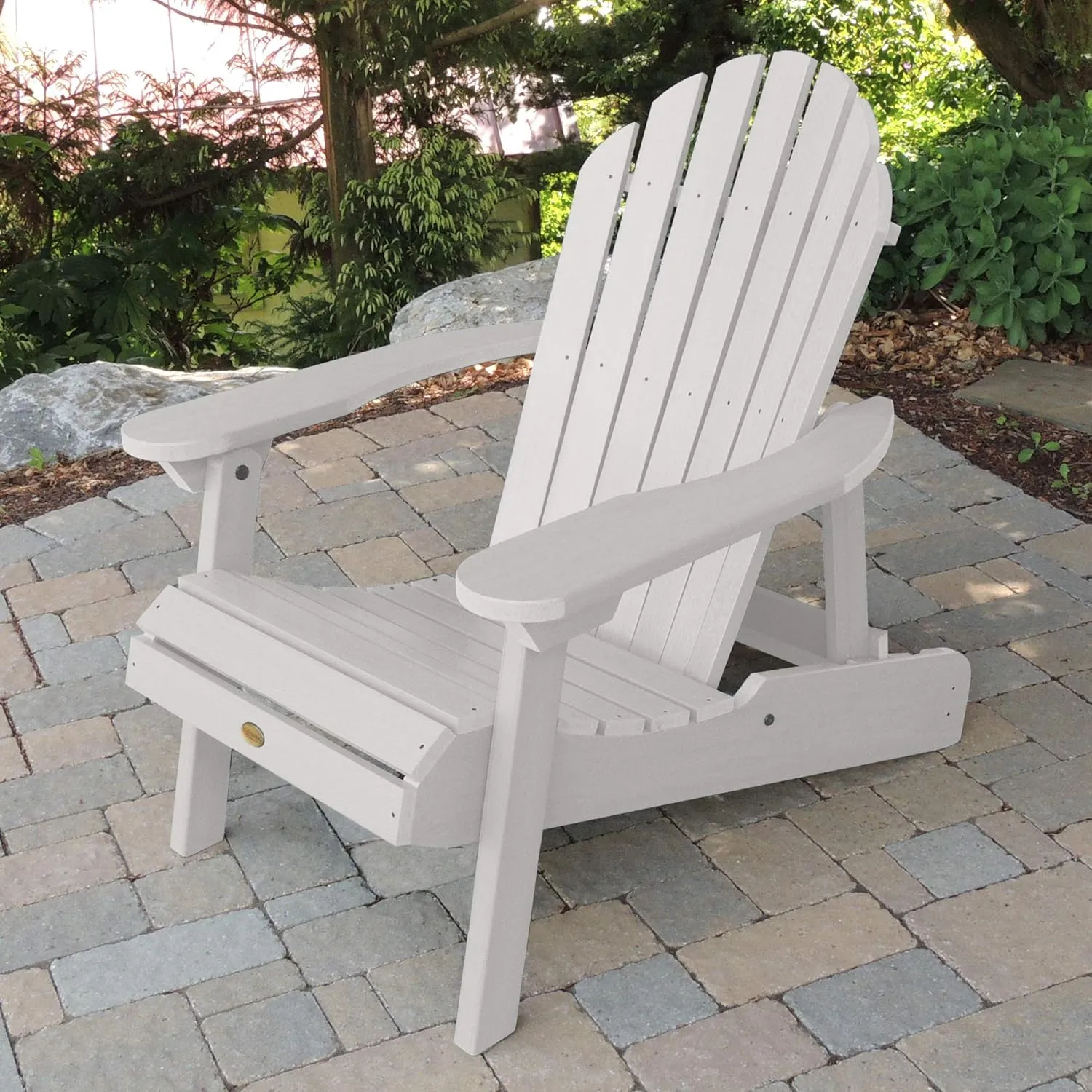 highwood Hamilton Made in the USA Folding and Reclining Adirondack Chair, Adult Size, White