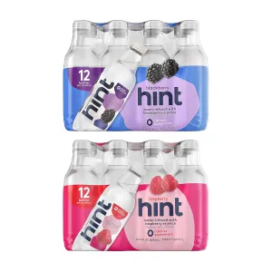 Hint Flavored Bottled Water, Blackberry and Raspberry - Purified Water Beverages with Zero Calories, Natural Flavors, and Sugar Free - 16 Fl Oz (Pack of 24)