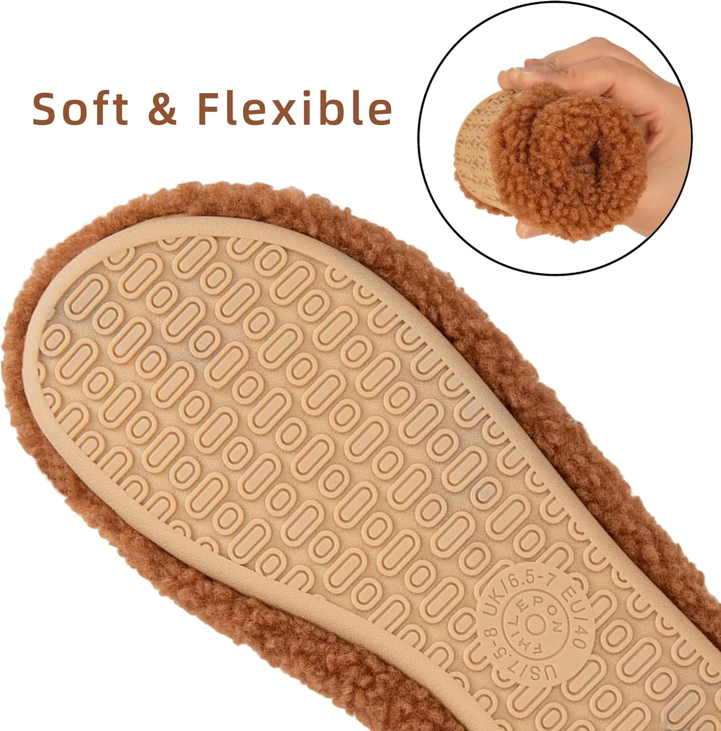 House Slippers for Women Soft-Lightweight House Shoes Men’s Furry Slippers Socks with Rubber Sole for Indoor Outdoor Use