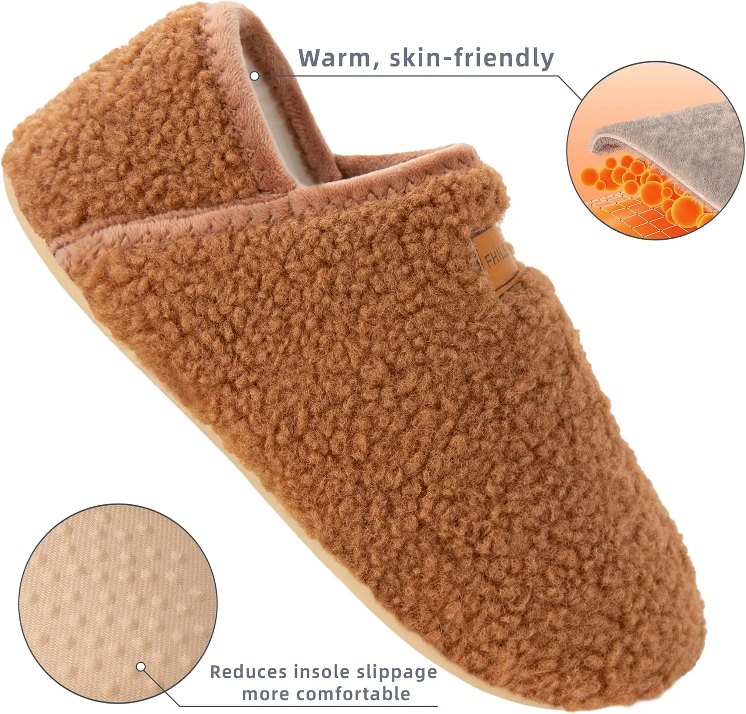 House Slippers for Women Soft-Lightweight House Shoes Men’s Furry Slippers Socks with Rubber Sole for Indoor Outdoor Use