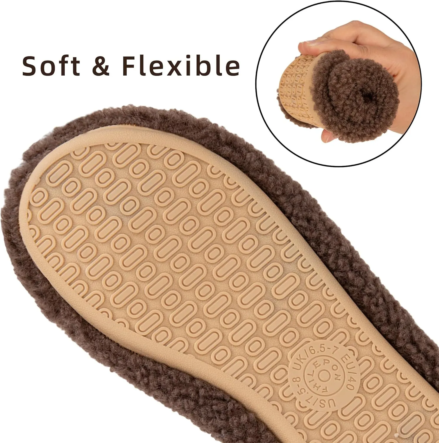House Slippers for Women Soft-Lightweight House Shoes Men’s Furry Slippers Socks with Rubber Sole for Indoor Outdoor Use