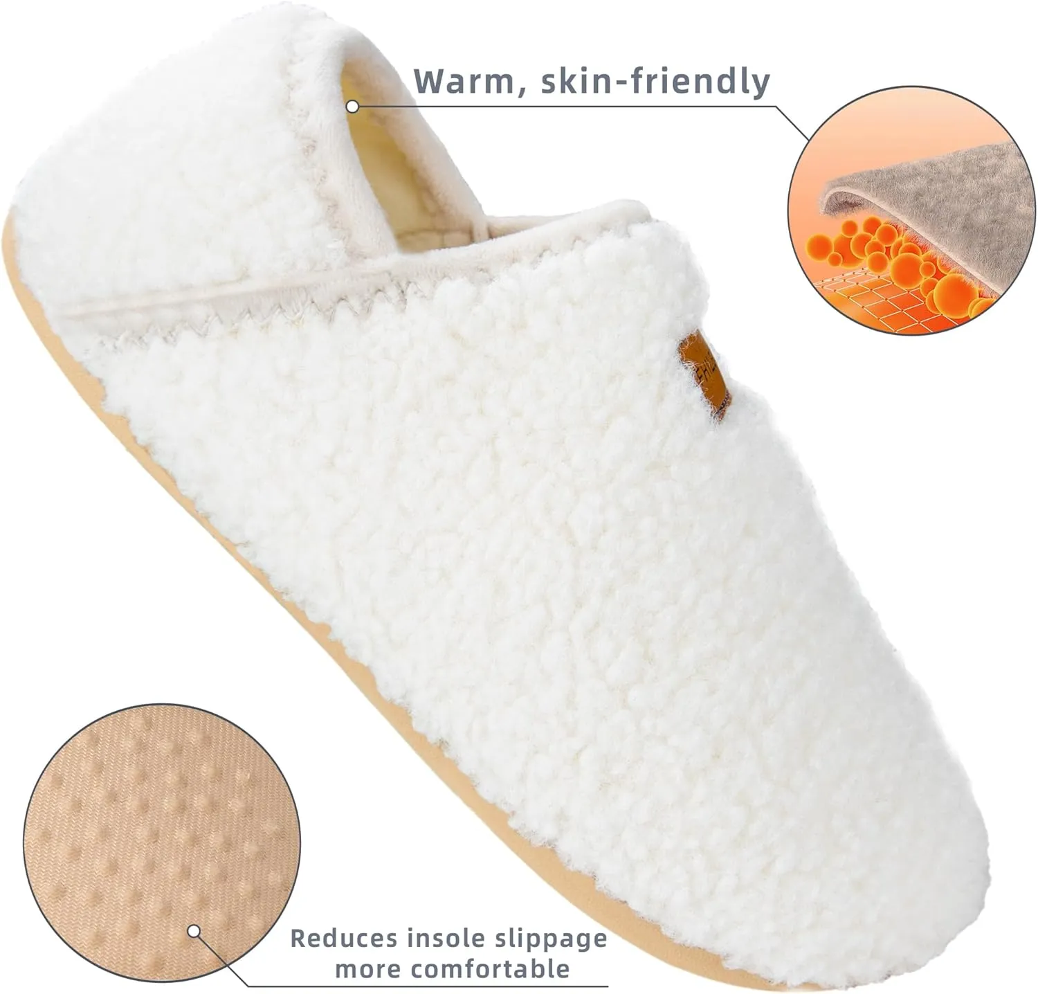 House Slippers for Women Soft-Lightweight House Shoes Men’s Furry Slippers Socks with Rubber Sole for Indoor Outdoor Use