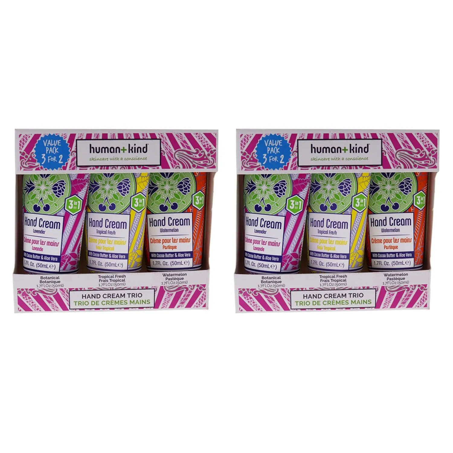 Human Kind Hand Cream Trio Unisex 3 Pc Kit - Pack of 2
