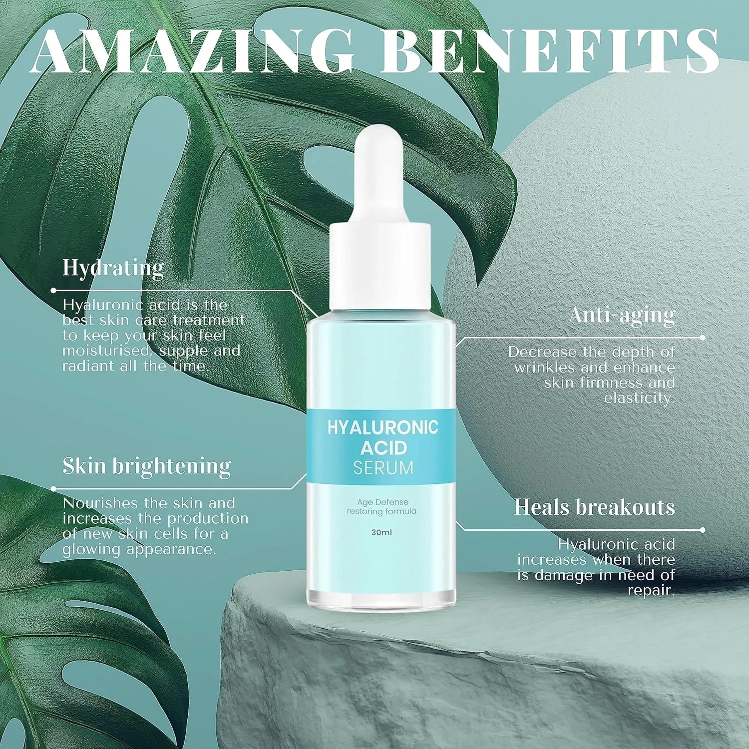 Hyaluronic Acid Serum - Revitalize and Hydrate for a Radiant Glow and Deep Moisture - Smooth for a Youthful Appearance - Achieve a Fresh and Glowing Look (1 Pack)