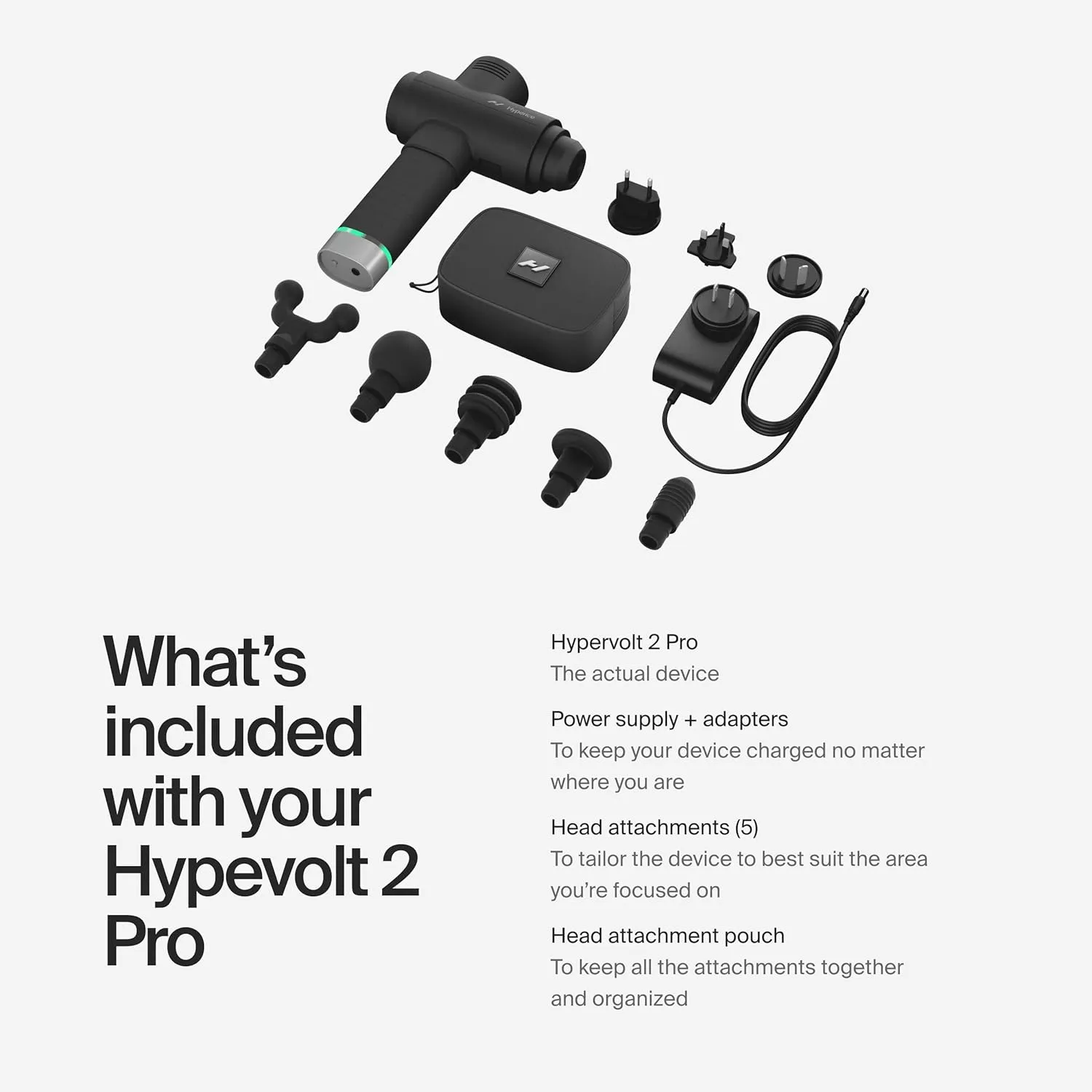 Hyperice Hypervolt 2 Pro - Featuring Quiet Glide Technology - Handheld Percussion Massage Gun - 5 Speeds, 5 Interchangeable Heads - Helps Relieve Sore Muscles and Stiffness FSA-HSA Approved