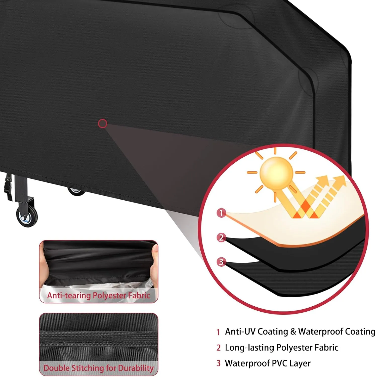 iCOVER 5482 Griddle Cover for Blackstone 36 inch Griddles with Hood, Waterproof Lightweight Polyester Barbecue Covers with Air Vent& Drawstring Flat Top Gas Grills Protection