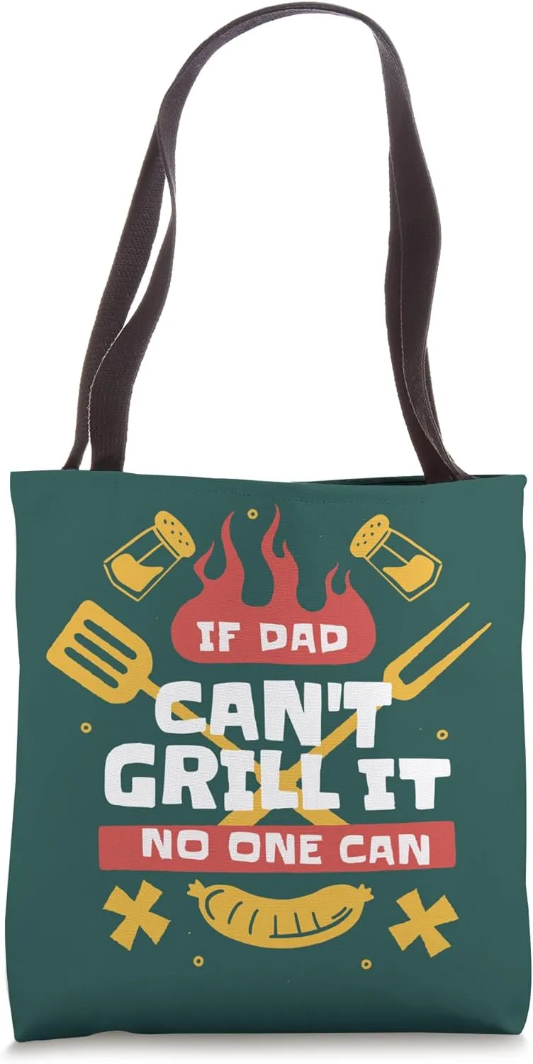 If dad can grill it Father Gill BBQ Summer Vacation Retro Tote Bag