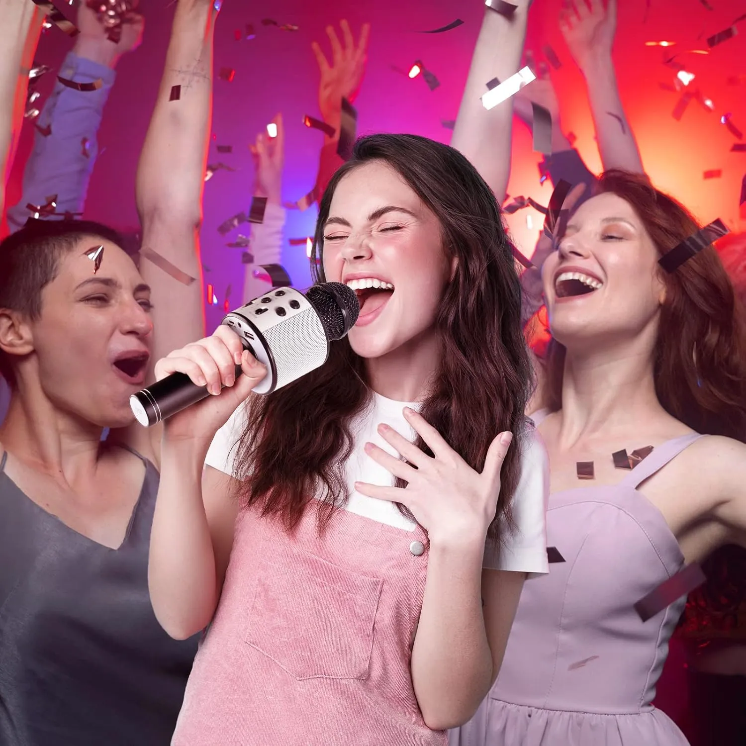 iJoy Wireless Karaoke Microphone - Bluetooth Karaoke Speaker with Voice Changer - Portable Singalong Machine for Adults and Kids