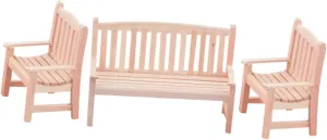 IMIKEYA 1set Miniature Wooden Armchair Bench Model Furniture for Dollhouse Decoration for Miniature Landscaping Cute Doll House Accessory for Figurines and Display