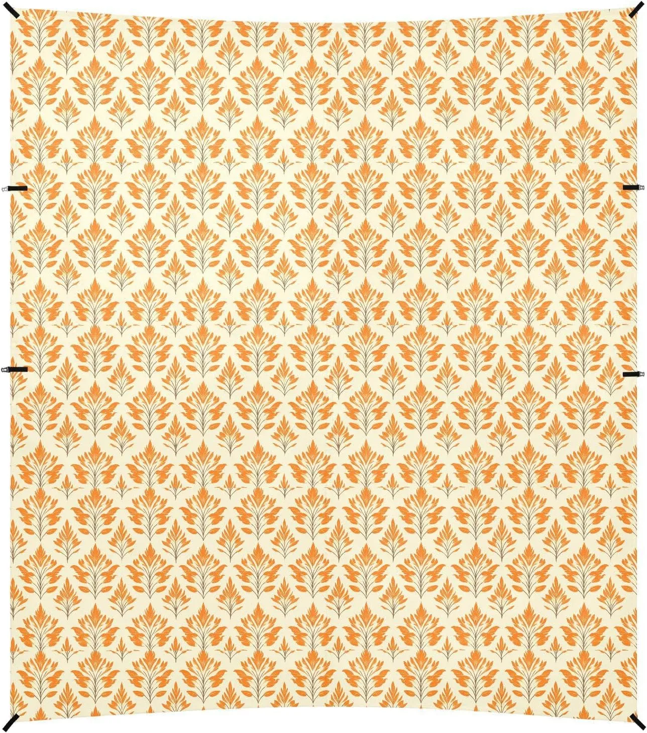 India Reed Pattern Orange Leave Beach Tent & Canopy UPF50  Lightweight Outdoor Sun Shade with Sturdy Poles, Sandbags and Shovel for Backyard and Camping