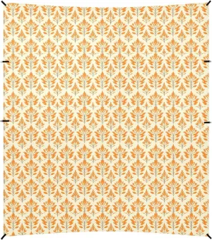 India Reed Pattern Orange Leave Beach Tent & Canopy UPF50  Lightweight Outdoor Sun Shade with Sturdy Poles, Sandbags and Shovel for Backyard and Camping