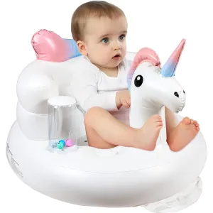 Inflatable Baby Seat for Babies 3-36 Months, Built in Air Pump Baby Chair Sit Me up Floor Seat for Baby, Bumbo Seat for Learning to Sit, Feeding, Camping-Unicorn