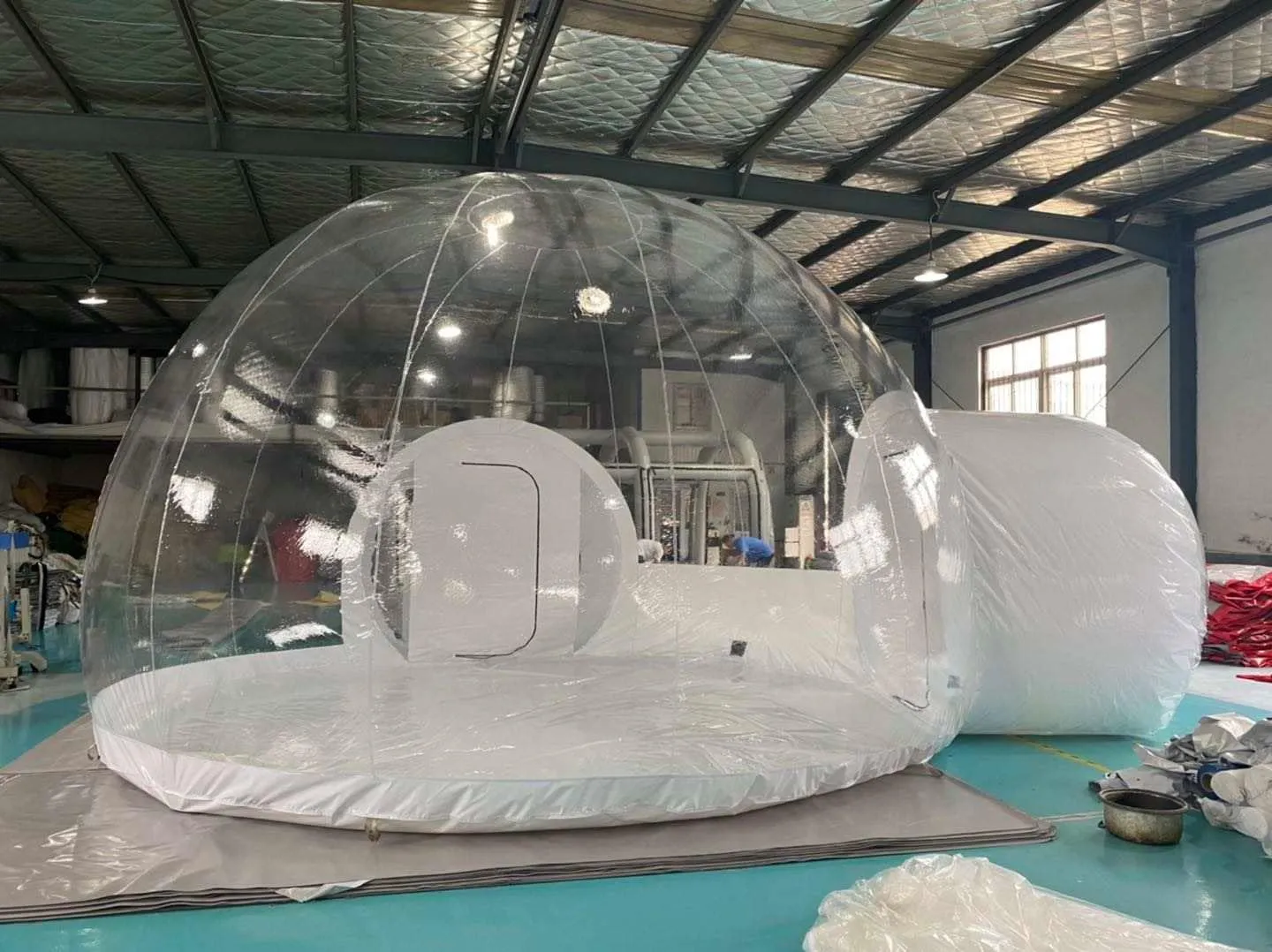 Inflatable Commercial Grade PVC Clear Eco Dome Camping Bubble Tent W/Fan (Size: 16ft.(D) x 9ft.(H))