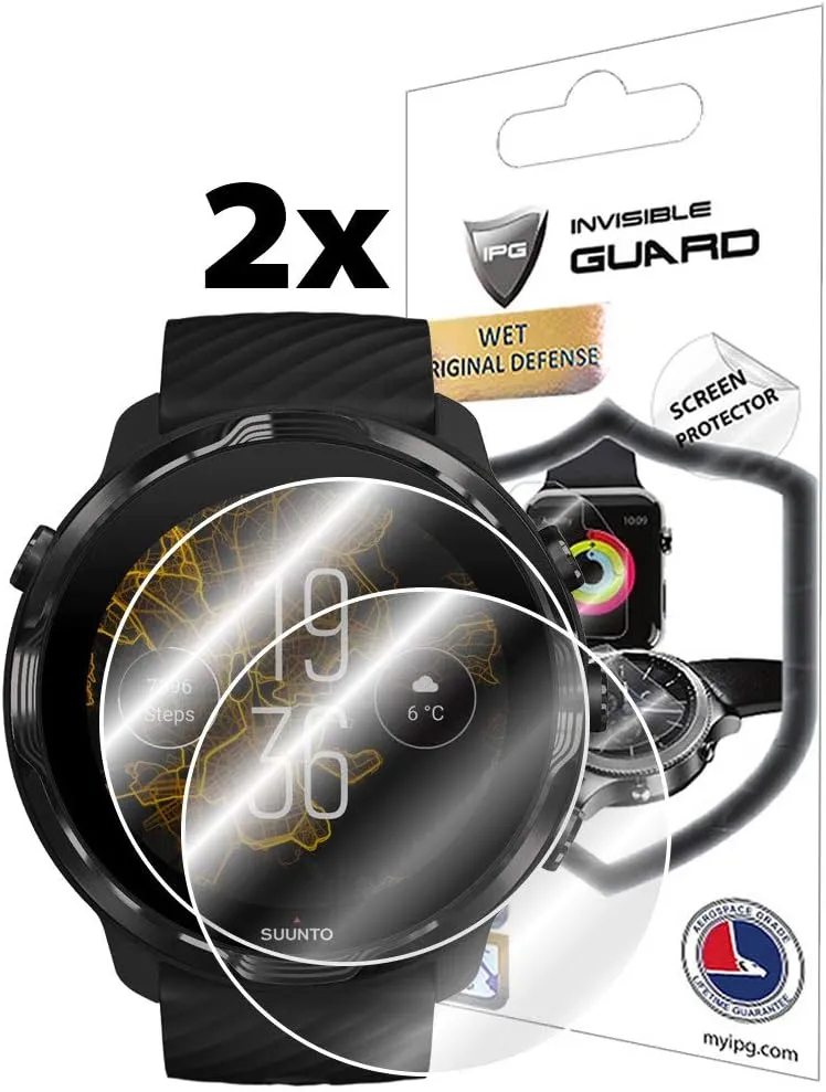 IPG for SUUNTO 7 GPS Sport Smartwatch Touchscreen Screen Protector (2 Units) Invisible Ultra HD Clear Film Anti Scratch Guard-Smooth/Self-Healing/Bubble -Free