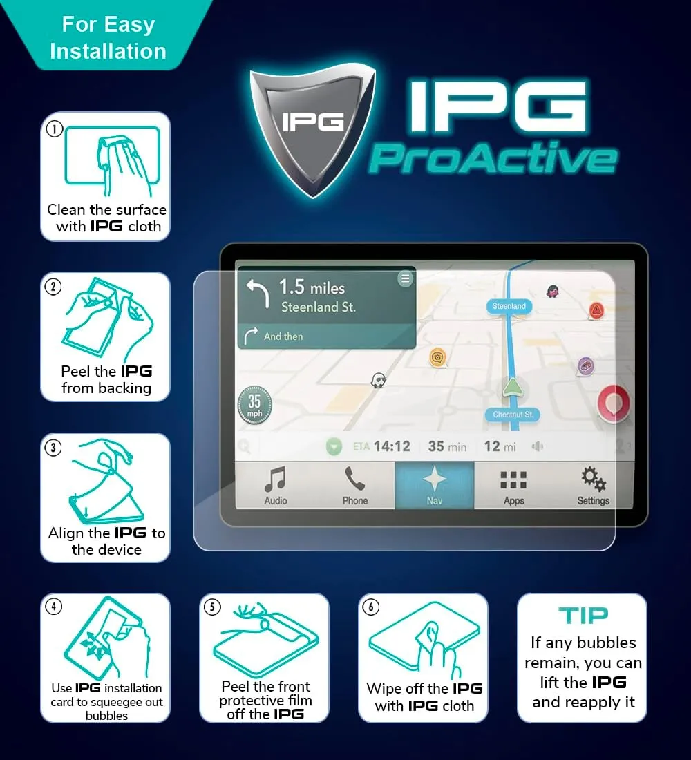 IPG ProActive for Garmin DriveSmart 86, 8-inch Car GPS Navigator 9H Hardness Screen Protector Nano Ceramic FilmUltra Responsive High Clarity Anti Scratch Smudge for ProAc86