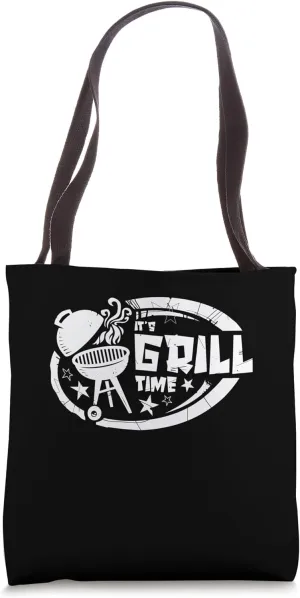 It’s Grill Time BBQ Silhouette Graphic with Smoker Icon Tote Bag