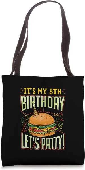 It's My 8th Birthday Let's Patty Burger Themed Birthday Tote Bag