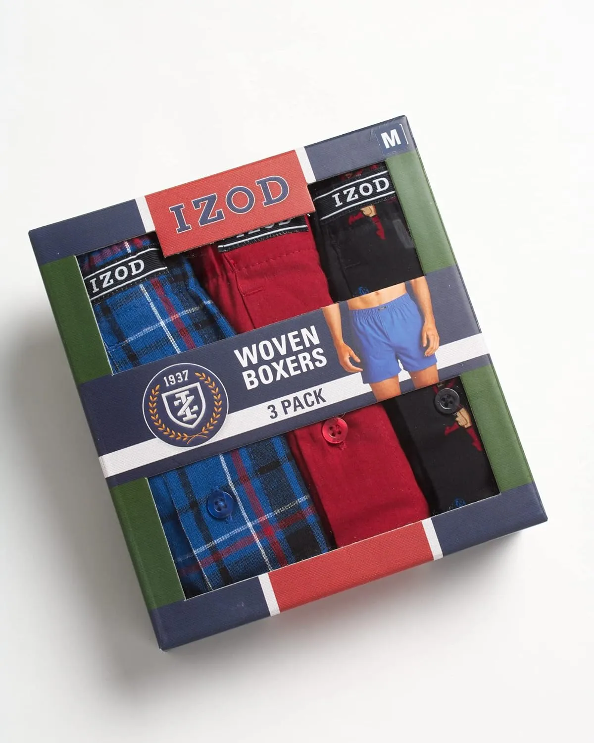 IZOD Men's Boxer Shorts – 3 Pack Lightweight Cotton Boxers with Functional Fly Pouch- Soft Breathable Boxers for Men (S-XL)