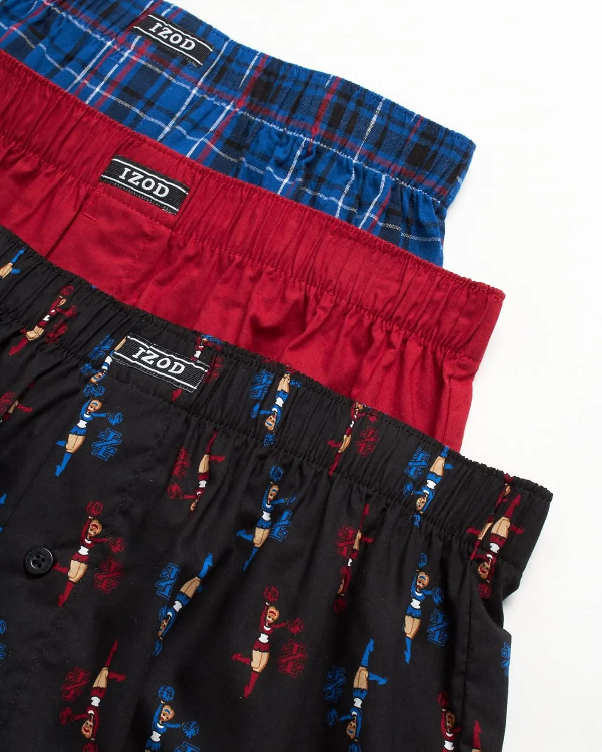 IZOD Men's Boxer Shorts – 3 Pack Lightweight Cotton Boxers with Functional Fly Pouch- Soft Breathable Boxers for Men (S-XL)