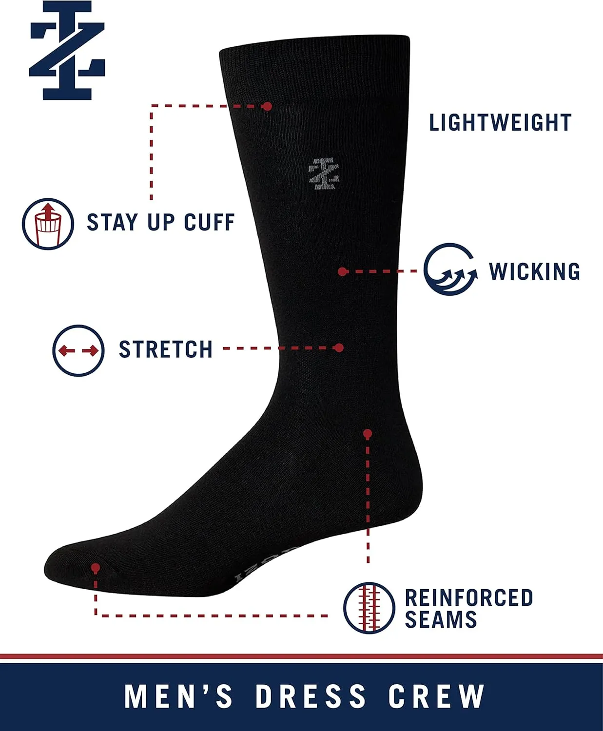 IZOD Men’s Dress Socks - Lightweight Comfort Crew Sock (10 Pack)