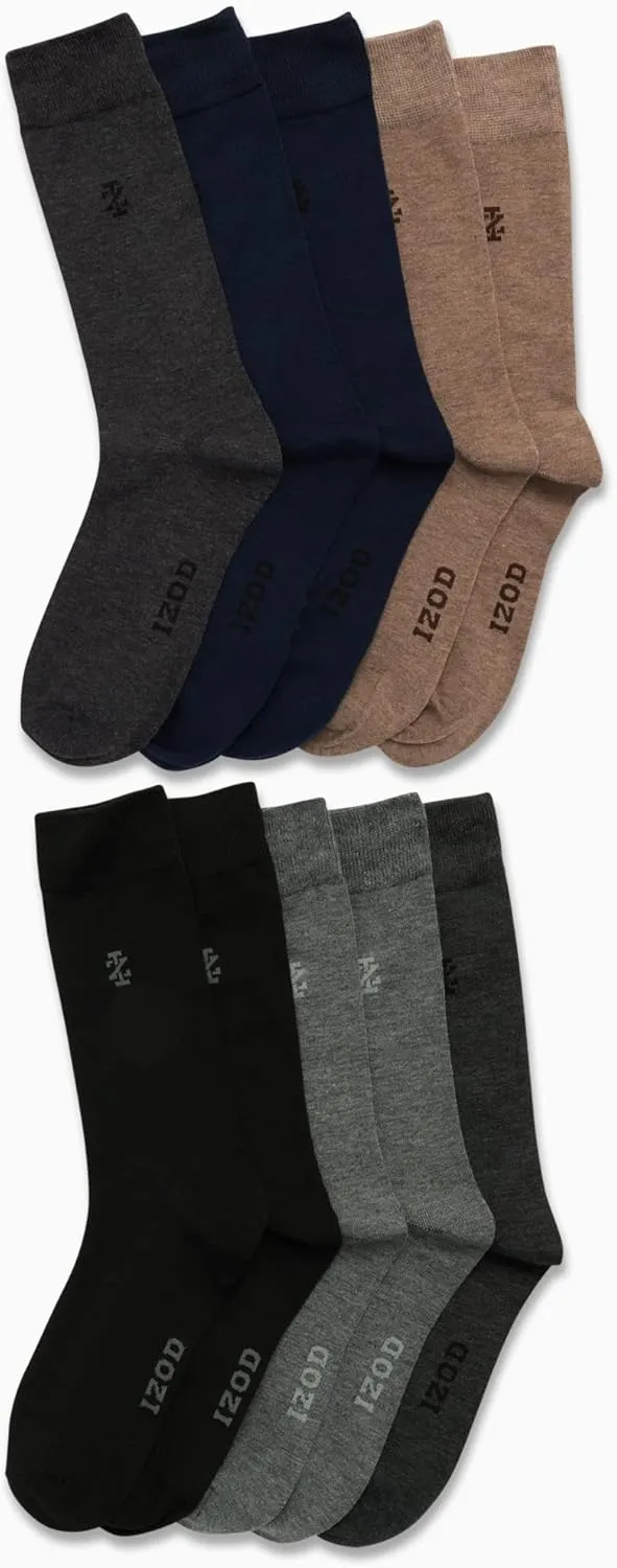 IZOD Men’s Dress Socks - Lightweight Comfort Crew Sock (10 Pack)