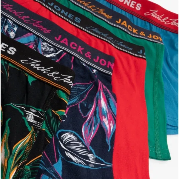 Jack & Jones FLORAL 5 Pack Mens Fabric Trunks Multicoloured