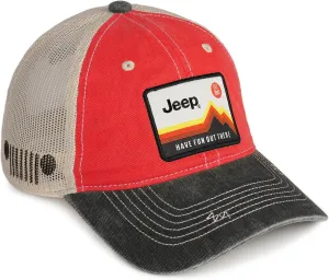 Jeep Have Fun Out There Patch Garment Washed Trucker Hat Unstructured