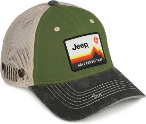 Jeep Have Fun Out There Patch Garment Washed Trucker Hat Unstructured