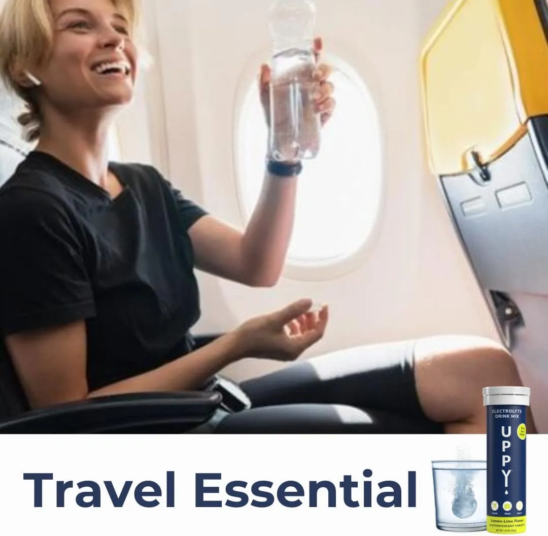 Jet Lag Relief Travel Essential: 30 Hydration Tablets with Electrolytes, Lemon-Lime for Travel, Sports, Party (Pack of 3 x 10)