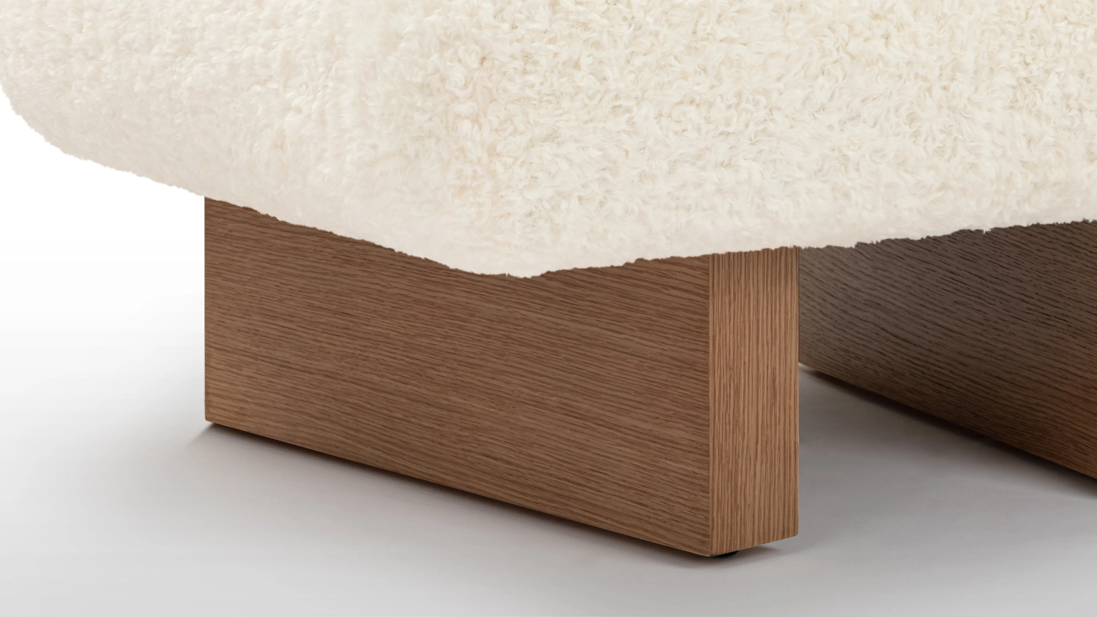 Jia - Jia Ottoman, White Vegan Sheepskin
