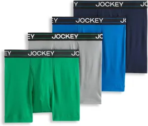 Jockey Men's Underwear Lightweight Cotton Blend 5" Boxer Brief - 4 Pack