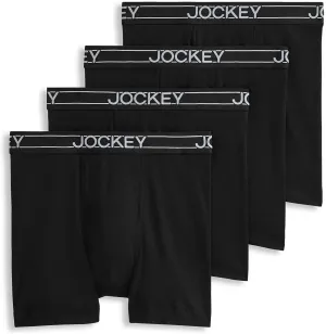Jockey Men's Underwear Lightweight Cotton Blend 5" Boxer Brief - 4 Pack
