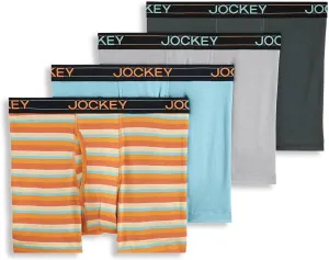 Jockey Men's Underwear Lightweight Cotton Blend 5" Boxer Brief - 4 Pack