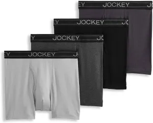 Jockey Men's Underwear Lightweight Cotton Blend 5" Boxer Brief - 4 Pack