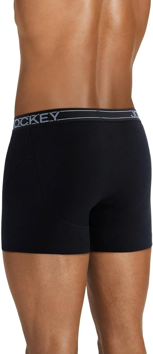 Jockey Men's Underwear Lightweight Cotton Blend 5" Boxer Brief - 4 Pack