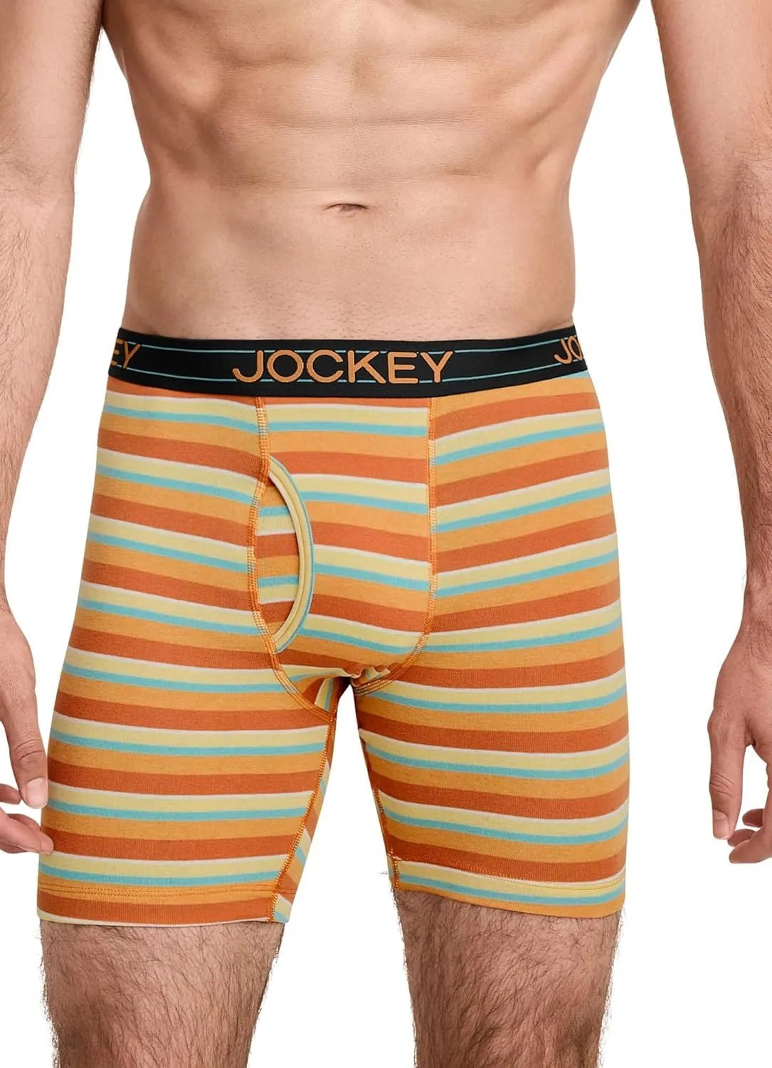 Jockey Men's Underwear Lightweight Cotton Blend 7" Long Leg Boxer Brief - 4 Pack