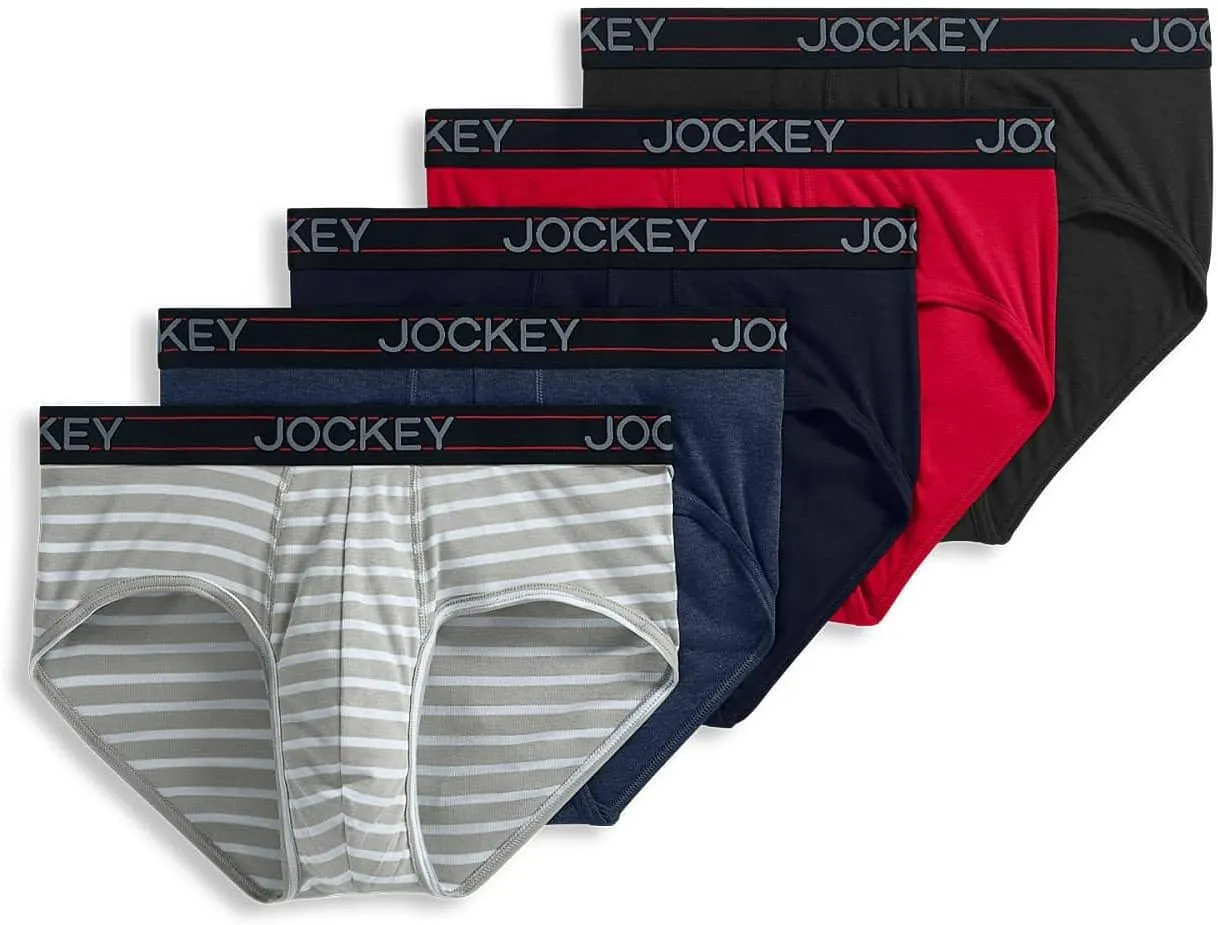 Jockey Men's Underwear Lightweight Cotton Blend Brief - 5 Pack
