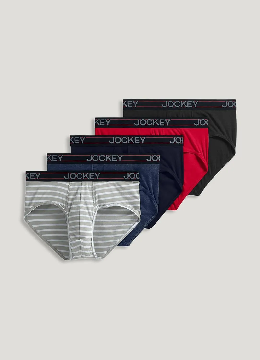 Jockey Men's Underwear Lightweight Cotton Blend Brief - 5 Pack