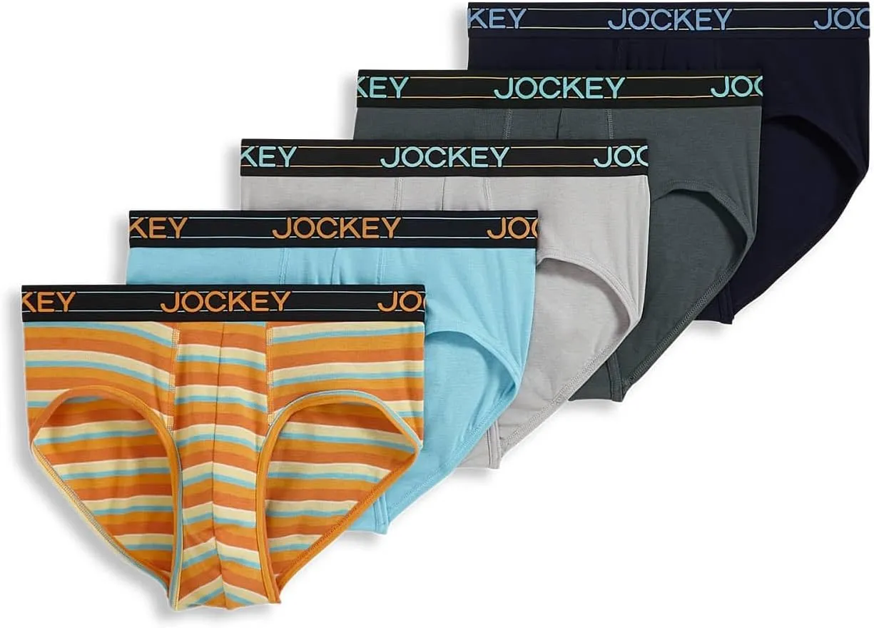 Jockey Men's Underwear Lightweight Cotton Blend Brief - 5 Pack