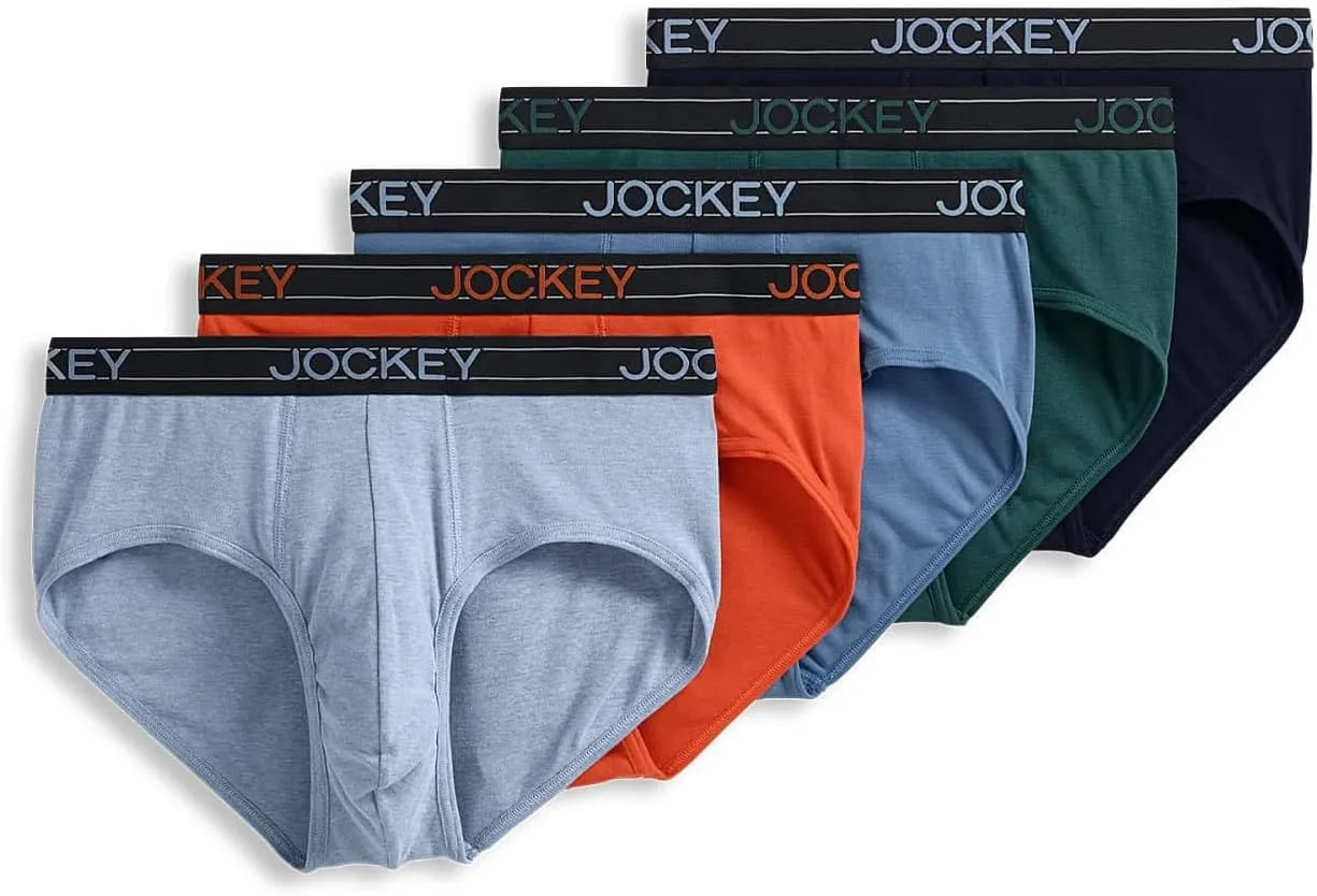Jockey Men's Underwear Lightweight Cotton Blend Brief - 5 Pack