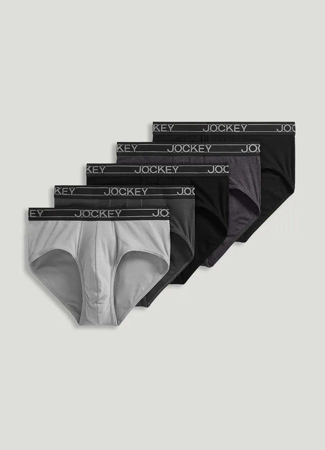 Jockey Men's Underwear Lightweight Cotton Blend Brief - 5 Pack
