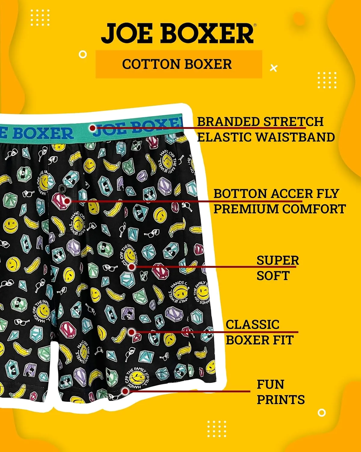 JOE BOXER Knit Cotton Boxers for Men Pack of 2, Cotton Men's Underwear, Boxer Shorts for Men 2-Pack