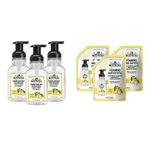 J.R. Watkins Bundle: Foaming Lemon Hand Soap 9 fl oz (3 Pack)   Foaming Lemon Hand Soap Refill 28 fl oz (3 Pack)