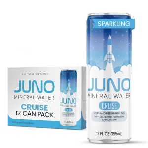 JUNO Cruise Unflavored Sparkling Hydration Drink - Enhanced with Celtic Salt, Potassium & Calcium - Premium Refreshing Beverage, 12 Pack