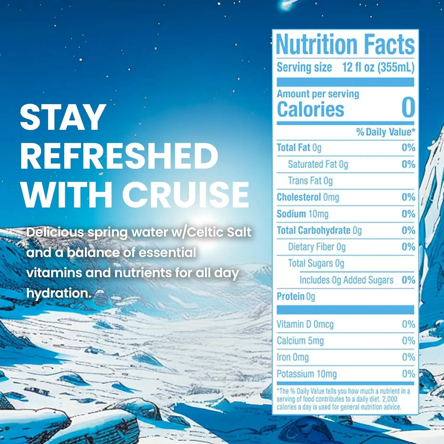 JUNO Cruise Unflavored Sparkling Hydration Drink - Enhanced with Celtic Salt, Potassium & Calcium - Premium Refreshing Beverage, 12 Pack