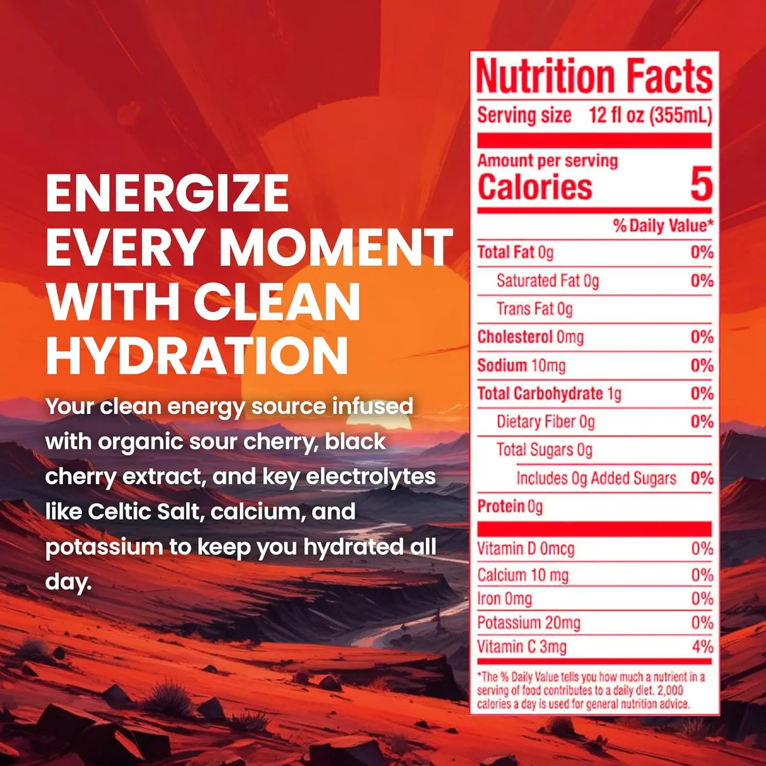 JUNO HYDRATION Cherry Sparkling Drink - Organic Monk Fruit, Organic Sour Cherry Juice, Organic Black Cherry Extract and Hydrating Electrolytes with Celtic Salt, Potassium, Calcium - Premium Refreshing Beverage, 12 Pack