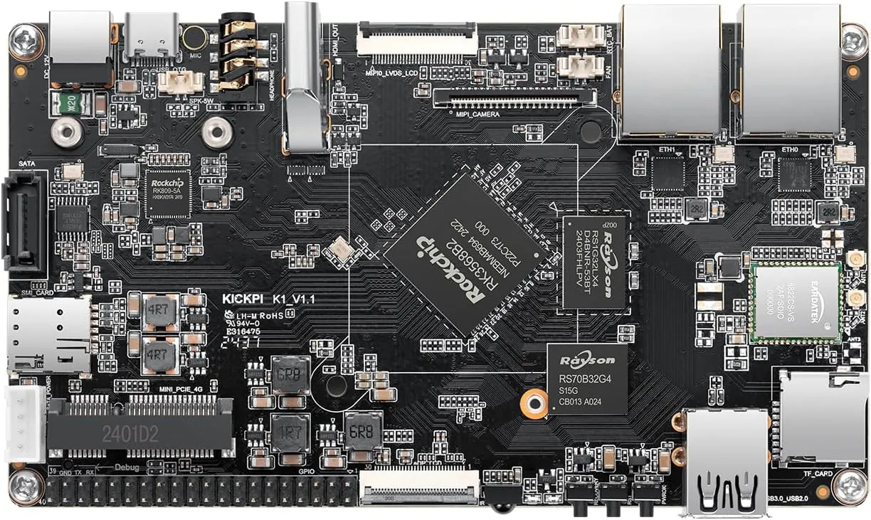 K1 Single Board Computer 2GB Rockchip RK3568 LPDDR4 Quad Core 64 Bit 40 Pin,Dual-Band WiFi 2.4GHz/5GHz & BT5.0 with Antenna 4K Support Android Ubuntu Debian Pi Alternative