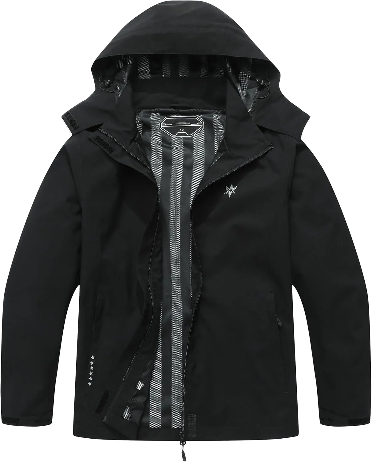 KAIDER Women's Plus Size Lightweight Waterproof Hooded Rain Jacket for Outdoor Hiking Travel
